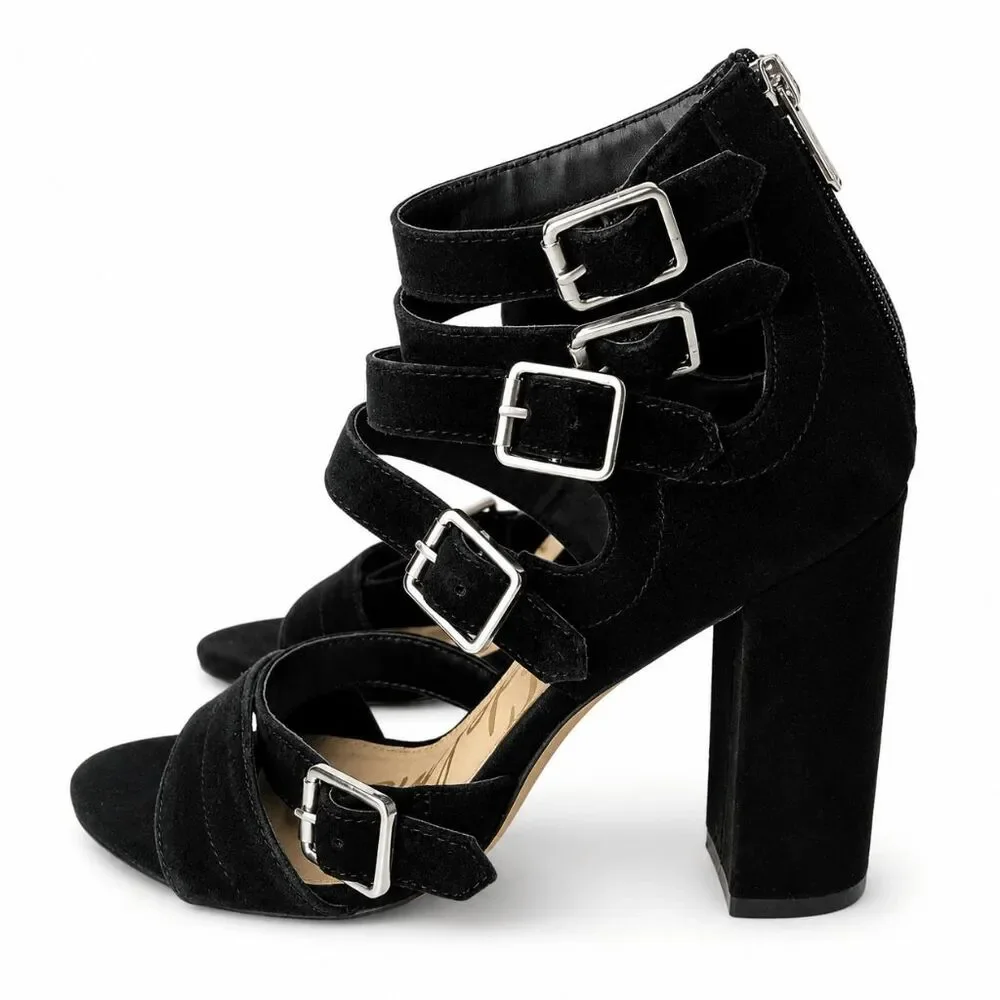 SAM EDELMAN Yasmina Black Strappy Sandals Size 7M